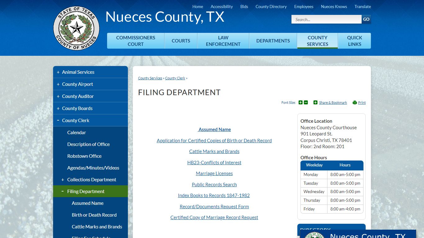 Filing Department | Nueces County, TX